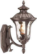 Outdoor Light Fixtures Wall Mount, Waterproof Exterior Wall Lanterns with Waer Ripple Glass, Outside Sconces, Front Porch Lights for House Garage Doorway Patio, 15'' Small Oil-Rubbed Bronze by Luminzone