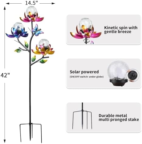 Afirst Solar Outdoor Lights Decorative, Lotus Crackle Glass for Yard Decor - Image 2