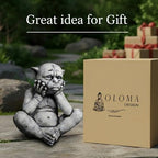OLOMA Sitting Sad Gargoyle Concrete Garden Statue Gothic Outdoor Sculpture Meditating Beast Figurine Handmade Decor Mythical Creature Lawn Patio Yard Ornament Fantasy Garden Art - Image 4