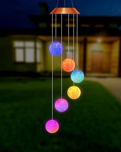Suzile 4 Pcs Color Changing Solar Wind Chimes, Ball - Image 5