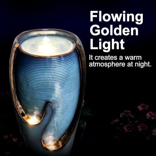 Naturefalls 38.7” H Modern Outdoor Fountain - 4-Tiered Outdoor Garden Fountains with Contemporary Design&LED Light for Garden, Patio, Deck, Porch, Backyard and Home Art Decor - Image 6