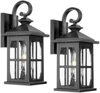 Darkaway Outdoor Light Fixtures Wall Mount, Outdoor Wall Lights Exterior Lighting Fixtures Waterproof Black Outside Wall Sconce with Seeded Glass for House Porch Hallway Garage Front Door by Darkaway