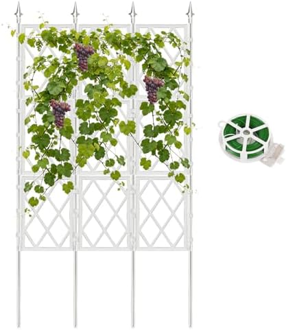 63 Inch Garden Trellis Support Fence Metal Lattice Climbing Frame White by Nisoger
