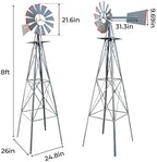 Outvita 8FT Gray Metal Ornamental Windmill Weather Vane - Image 2