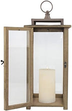 Stonebriar 18 Inch Rustic Wooden Candle Hurricane Lantern, For Table Top, Mantle, Wall Hanging, or Garden Display, Indoor & Outdoor Use, Extra Large - Image 3