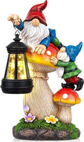 C&Y&G&X Solar Garden Gnome Statue with Lantern, Waterproof Mushroom Garden Decor, Resin Gnome Yard Art with Solar LED Lights for Outdoor Lawn Patio Porch, Gifts for Mom Grandma Garden Lovers by CYGX
