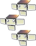 4500LM Solar Lights Outdoor Waterproof, 254 LED Solar Flood Lights Outdoor with 2 Motion Sensor, 4 Heads Security Light with Remote Control for Yard Outside House Garage 3 Pack by SZPOWER