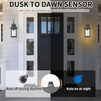 Darkaway Dusk to Dawn Outdoor Lights Fixture Wall Mount,Large 22inch Exterior Wall Light with Seeded Glass Waterproof Black Outside Wall Sconce for House Porch Hallway Garage - Image 2