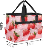 Strawberry Garden Tool Bag Organizer Heavy Duty Summer Fruit Gardening Tote Bag with 10 Pockets for Women Men Gardening Gifts - Image 3