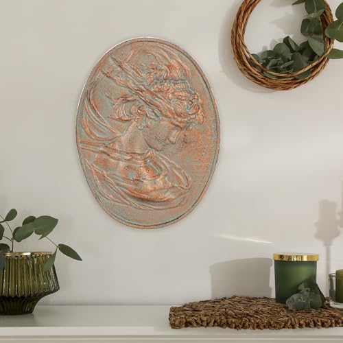 Sungmor Copper Cast Iron Wall Art, Oval-shaped Classical Lady Relief Plaque - Image 6