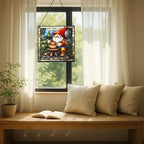 Gnome with Pottery Stained Glass Suncatcher – Square Hanging Window Panel for Home, Garden, Nursery, Halloween, Christmas, Memorial Day – Whimsical Glass Art Gift for Gnome Lovers pcknl0 - Image 7