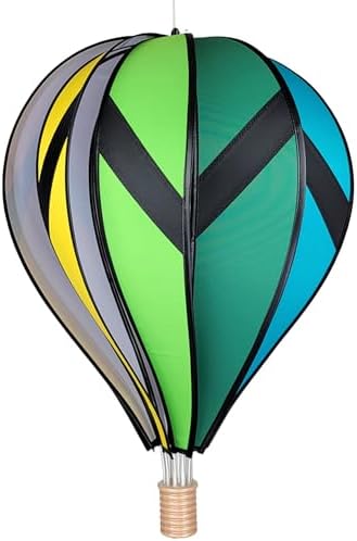 Hot Air Balloon Hanging Garden Spinner 22" - Vibrant Chevron Rainbow Design, Weather-Resistant Outdoor Decor, Durable & Lightweight for Patios, Yards, and Gardens - Eye-Catching Wind Spinner by PREMIERKITES