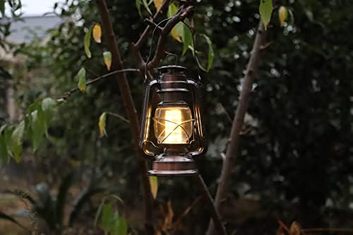 YAKii LED Vintage Lantern Metal Hanging Hurricane 12 LED Dimmer Switch Warm White Battery Operated Power Outage Indoor Camping Lighting Outdoor Brooklyn (Copper 2 Pack) - Image 2