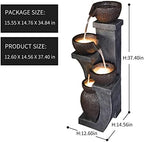 YZM Porch Water Fountain with LED 37.4 Inch 4-Tier Cascade Waterfall - Image 6