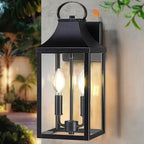 15" Dusk to Dawn Black Outdoor Wall Lantern with E12 Socket, 1 Pack by MYHXQ
