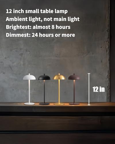 12" Cordless Table Lamps Set of 2, White Modern Portable Desk Lamp - Image 2