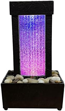 Nature's Mark 10" H Crackled Glass Light Show Tabletop Water Fountain with Natural River Rocks and Color Changing LED Lights (Corded) by NaturesMark