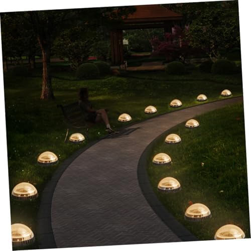 Homoyoyo 4pcs LED Solar Garden Ground Lights Outdoor Disc Solar-Powered Lawn Lamps Warm White Landscape Lighting for Patio Walkway Yard Decor - Image 6