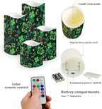 Green Leaf Flameless Candles LED Pillar Candles Battery Operated Candles with Remote and Timers Color Changing Electric Fake Plastic Candles Saint Patrick's Day Decorations - Image 3