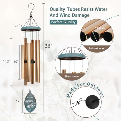 Personalized Sympathy Wind Chimes, Memorial Gifts Wind Chimes for Loss of Loved Ones, Dandelion Commemorative Wind Chime for Mom/Dad 36inch - Image 4