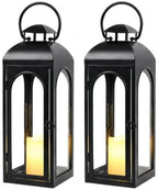 Bdor Decorative Outdoor Lantern Candle,Black Lantern Timer,20 Inch,2 Pack by Bdor