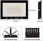 RGB LED Flood Light Outdoor 1000W Equivalent, 100W Bluetooth RGBCW Smart Floodlights 2700K, 16 Million Color Changing, Timing, Music Sync, IP66 Waterproof Landscape Light with US Plug (2 Pack) - Image 2