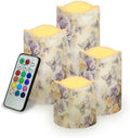 Purple Butterfly Rose Flameless Candles with Remote Timer Battery Powered LED Candles Color Changing Pillar Electric Fake Candles Bulk for Indoor Outdoor Home Table Decoration Set of 4 by Uorisanigo