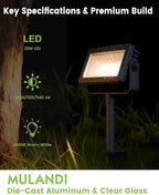 Outdoor LED Spotlight with Metal Spike 33W 3-Level Dimmable Adjustable Die-Cast Aluminum Landscape Lighting, Wet Location ETL UL CSA Qualified Safe for Garden, Yard & Tree Illumination - Image 2