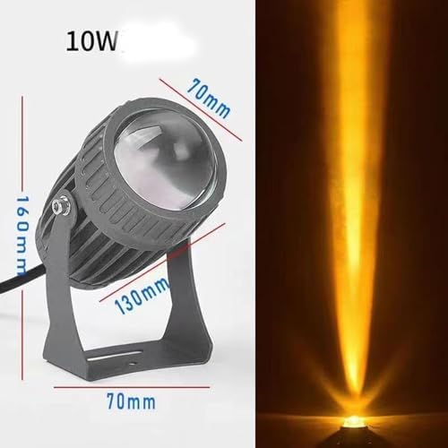 10W Narrow Beam Floodlight, Long Range Rotation Spot Lights, Adjustable Beam Angle Up Lights, IP65 Waterproof Outdoor Architectural Landscape Lighting Beam Spotlight(Warm White,10W(12V)) - Image 2