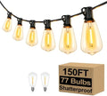 Brightever 150FT Outdoor String Lights 77 Bulbs, 2200K Amber Lights by Brightever
