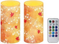 Fall Flameless Candles Maple Leaves Music Notes Battery Operated Candles with Timer Remote Thanksgiving Day LED Pillar Lights for Patio Porch Lanterns Decor Battery Tea Lights by Merkmak