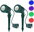 Halloween & Christmas Outdoor Spotlight, 6500K Cool White LED Landscape Lighting with 4 Lenses (RGB Purple), IP67 Waterproof, 120V Plug-in for Yard, Garden Tree Holiday Decor(2 Pack, Green) by Holeva