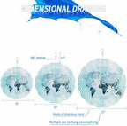 World Map Wind Spinner 12 Inch Blue Map Abstract Wind Spinners Outdoor 3D Stainless Steel Hanging Sculpture Decorations Gift for Garden Yard Porch Balcony - Image 3