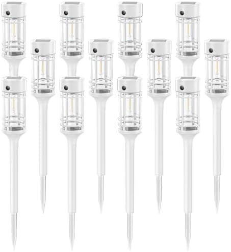 LETMY 12 Pack Solar Pathway Lights Outdoor, Bright Solar Lights Outdoor Waterproof IP65, Solar Garden Lights Outdoor for Yard Walkway Driveway Landscape Garden Decor （White） - Image 2