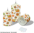 Cozeyat 3 Pieces Flameless Candles with Remote Control, Flickering Realistic Wax Pillar Tealights, Autumn Pumpkin Pattern Flameless Bullet Floating Candles for Thanksgiving Day - Image 3
