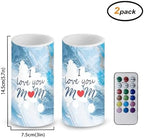 Blue Marble I Love You Mom Flameless Candles Set of 2 Battery Operated LED Pillar Candles with Remote Timer Control Mother's Day Gifts - Image 2