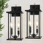 16in 2-Light Black Outdoor Wall Lights Dusk to Dawn Porch Light by SIAFAVOI