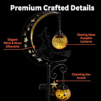 Halloween Solar Garden Stake Light Crescent Moon Black Witch - Image 4