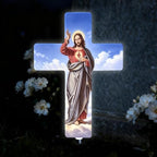 Solar Jesus Cross Light, Grave Decorations for Cemetery Memorial by MoonWinks
