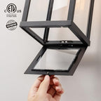 mirrea 18" Classic Outdoor Wall Sconce 1 Light in Matte Black Rectangular Metal Frame and Clear Glass Shade Waterproof Porch Light Patio Light - Image 2