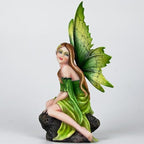 Fantasy Forest Green Fairy Figurine - Gradient Leaf Wings Elf Statue, Hand-Painted Resin Decor for Natural Garden, Desk & Shelf (15.5cm) - Image 7