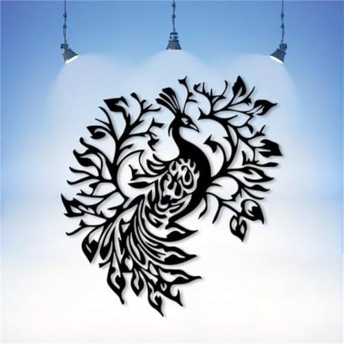 Vintage Peacock Metal Wall Art – Majestic Bird With Exquisite Feather Details, Weatherproof Iron Sculpture For Yard, Garden, Patio, Or Home Decor(50CM/20IN) by Unknown
