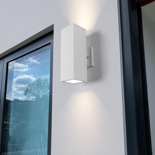 mirrea 12" Modern Outdoor Porch Light in 2 Lights, Matte White, 2 Pack - Image 3