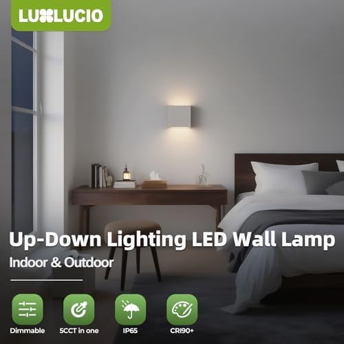 Bright Silver Up and Down Wall Sconce, 18W Dimmable 5%-100%, 5CCT 2700K-5000K Modern Wall Light, CRI90+, 120V-277V ETL FCC Certified, Indoor Outdoor Porch Living Room Wall Lamp - Image 2