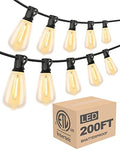 Lightdot LED Outdoor String Lights 200FT Patio Lights with 64 Shatterproof ST38 Vintage Edison Bulbs, Outside Hanging Light Waterproof for Porch, Deck, Garden, Backyard, Balcony, Dimmable- ETL Listed by LightdotLighting