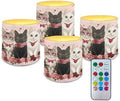 4Pcs LED Candles Bulk Flickering Flameless Candles with Remote and Timer Floral Cat Battery Operated Pillar Tea Lights for Valentines Day Banquet Wedding Home Decorations by Merkmak