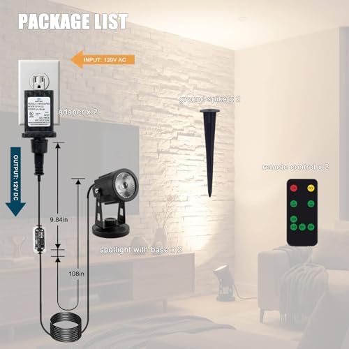 LED Spotlight Indoor for Plants Uplights Lamp Accent Lighting Decor 12V Low Voltage Warm White Up Down Spot Lights Outdoor Landscape Lighting 2 Pack(Adapter, Base and Stake Included) - Image 7