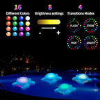 26.5inch Solar Pool Floats Lights,IP68 Waterproof Solar Powered Floating Pool Lights,16RGB Colors Turtle Inflatable Light Up Pool Float for Above Ground Pools,Outdoor Swimming Pool Decorations(1Pc) - Image 3