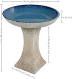 Sunnydaze Ceramic Bird Bath Bowl,16” H, Blue Glaze Basin, White Lava Finish - Image 4