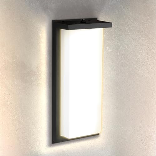 ASD LED 14" Outdoor Wall Light, Dusk to Dawn Front Door House Sconce | 3CCT, Photocell, Waterproof, ETL Listed | 20W 1900LM 3000-5000K 120V | Exterior Patio Lighting Fixture, Porch Lamp | Black by ASDLightingCorporation